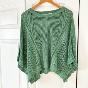 Staccato Green Open Knit Oversized Poncho Sweater Women’s Size S/M EUC